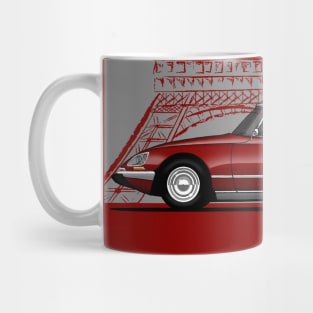 The classic french car with Eiffel Tower background Mug